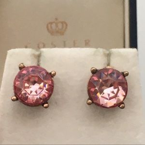 Champagne Pink Round Crystal Stud Earrings